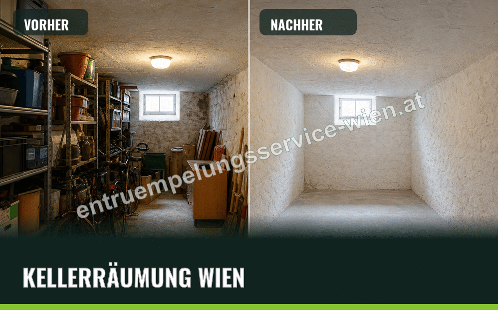 Kellerräumung in Wien vorher und nachher