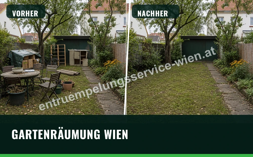 Gartenräumung in Wien vorher und nachher